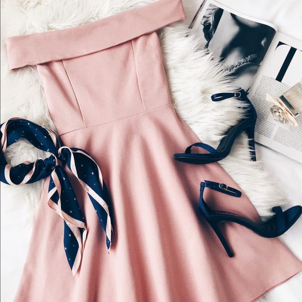 Blush pink off the shoulders